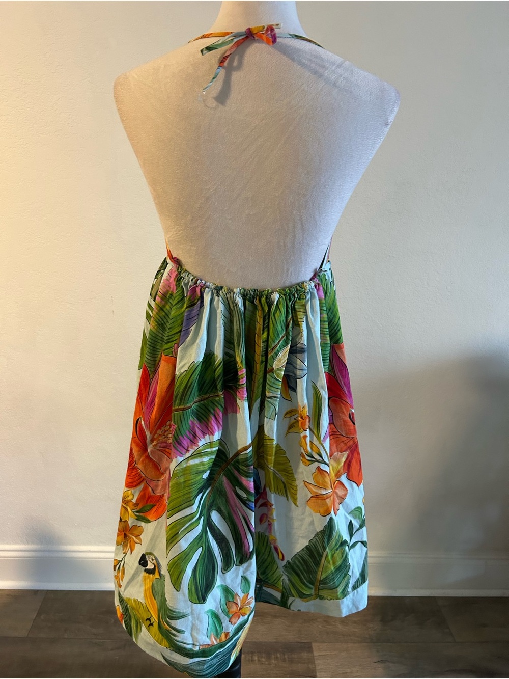 Farm Rio Tropical Floral V-Neck Dress - White/Multicolor - Picture 7 of 8